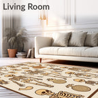 Whimsical Skeleton Collection Beige Rug