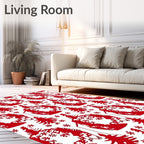 Red Christmas Tree Snow Cluster Rug