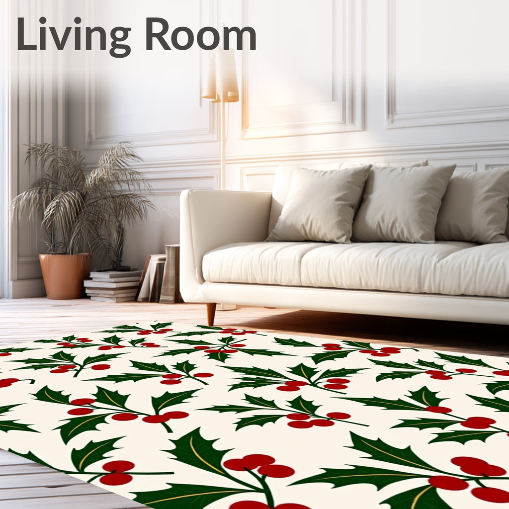 Festive Holly Berry Sprigs Rug