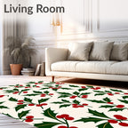 Festive Holly Berry Sprigs Rug