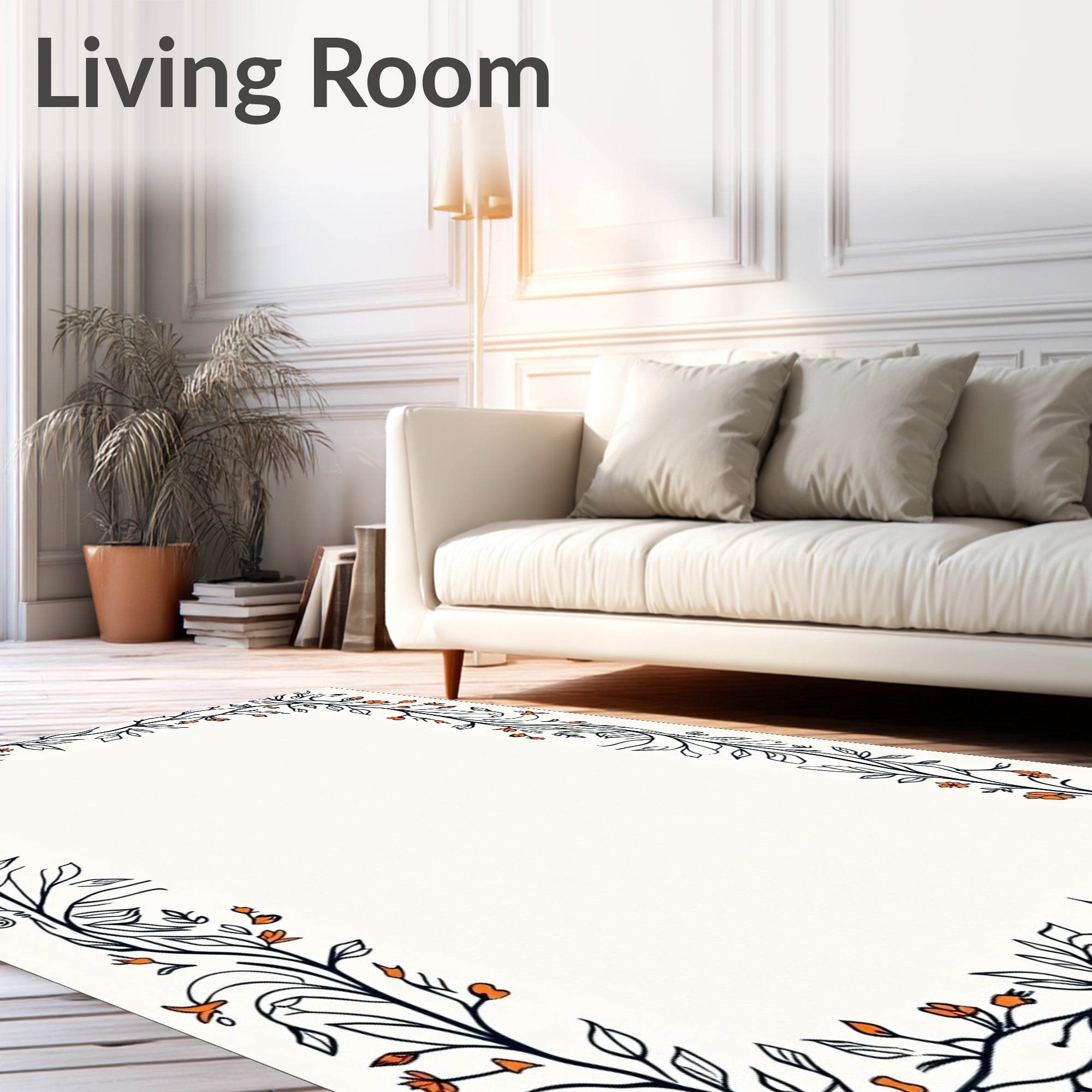 Vineyard Meadow Floral Border Rug