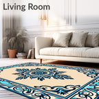 Cerulean Medallion Border Rug