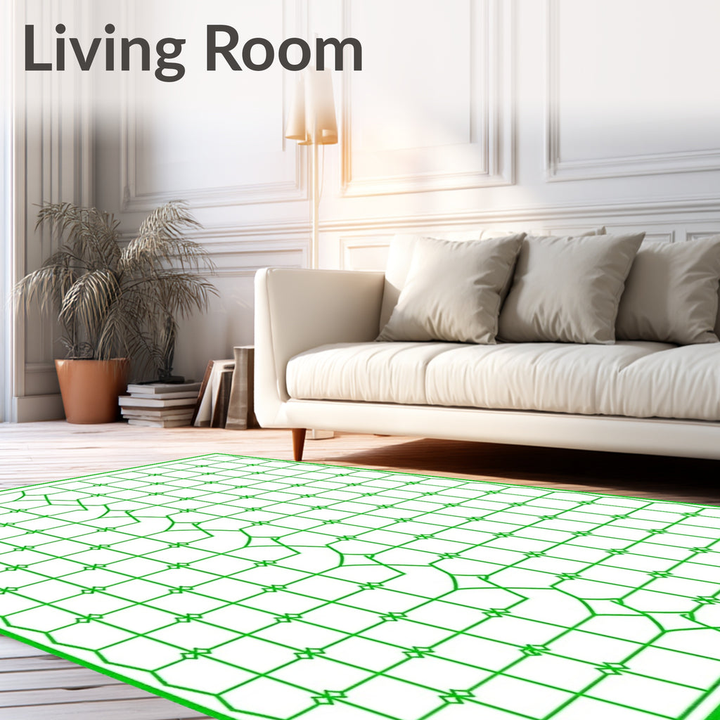Emerald Green Intersecting Geometric Square Rug