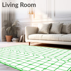 Emerald Green Intersecting Geometric Square Rug