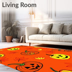 Orange Jack-o'-lantern Pumpkin Leaves Rug