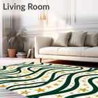 Golden Starry Waves on Cream Rug