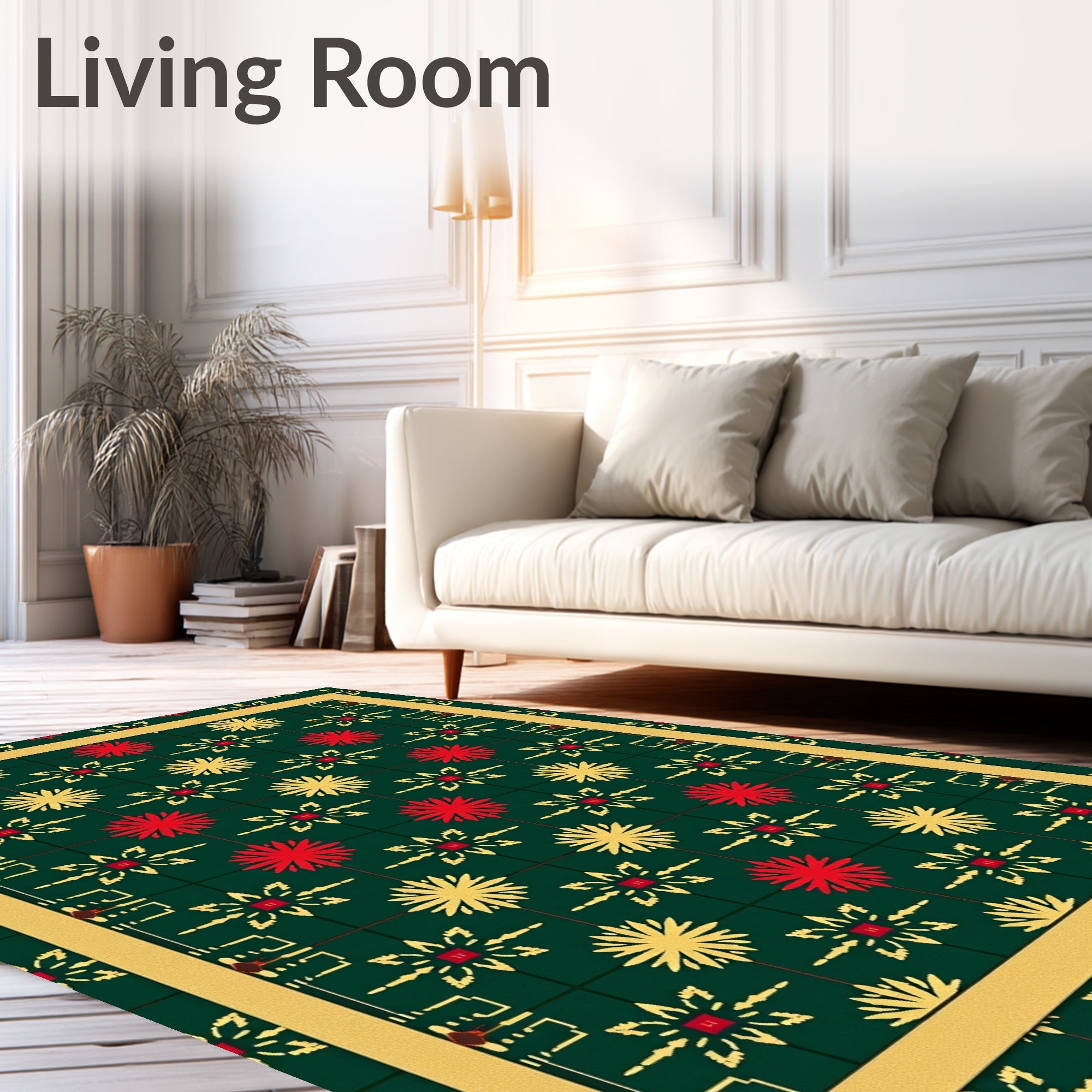 Autumn Red Yellow Starburst Collection Rug