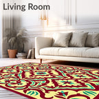 Amber Floral Swirl Medallion Rug