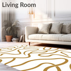 Golden Flowing Line Abstract Rug