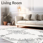 Elegant Gray Floral Arabesque Rug