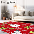 Festive Snowman Snowflake Holiday Garden Rug