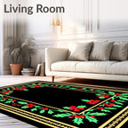 Gold Edged Holly Berry Border Rug
