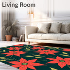 Coral Flower Arrangement Dark Background Rug