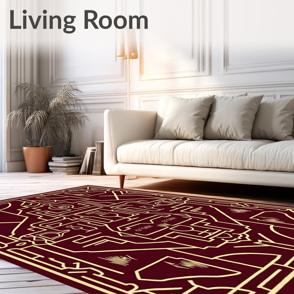 Crimson Geometric Wine Motif Rug