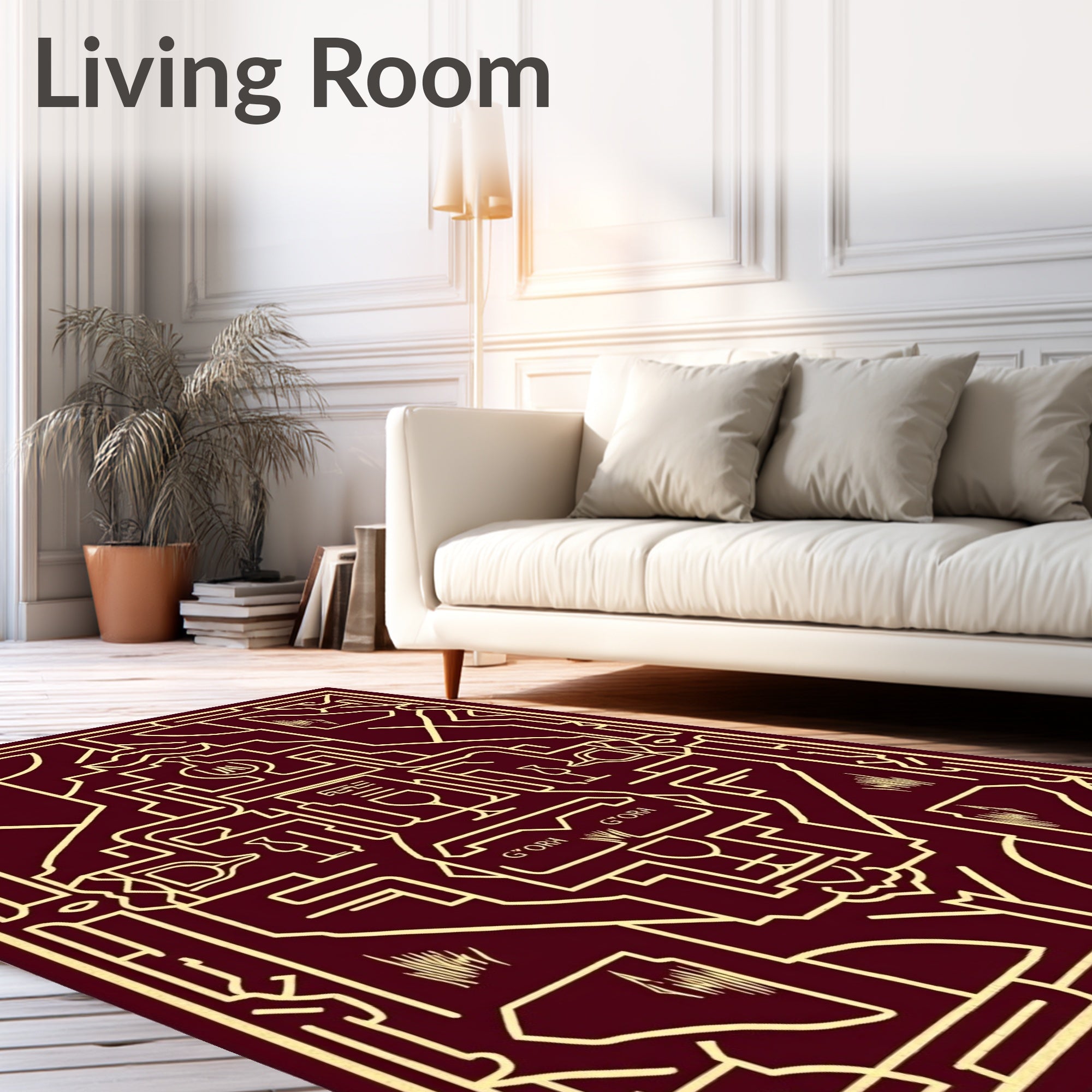 Crimson Geometric Wine Motif Rug