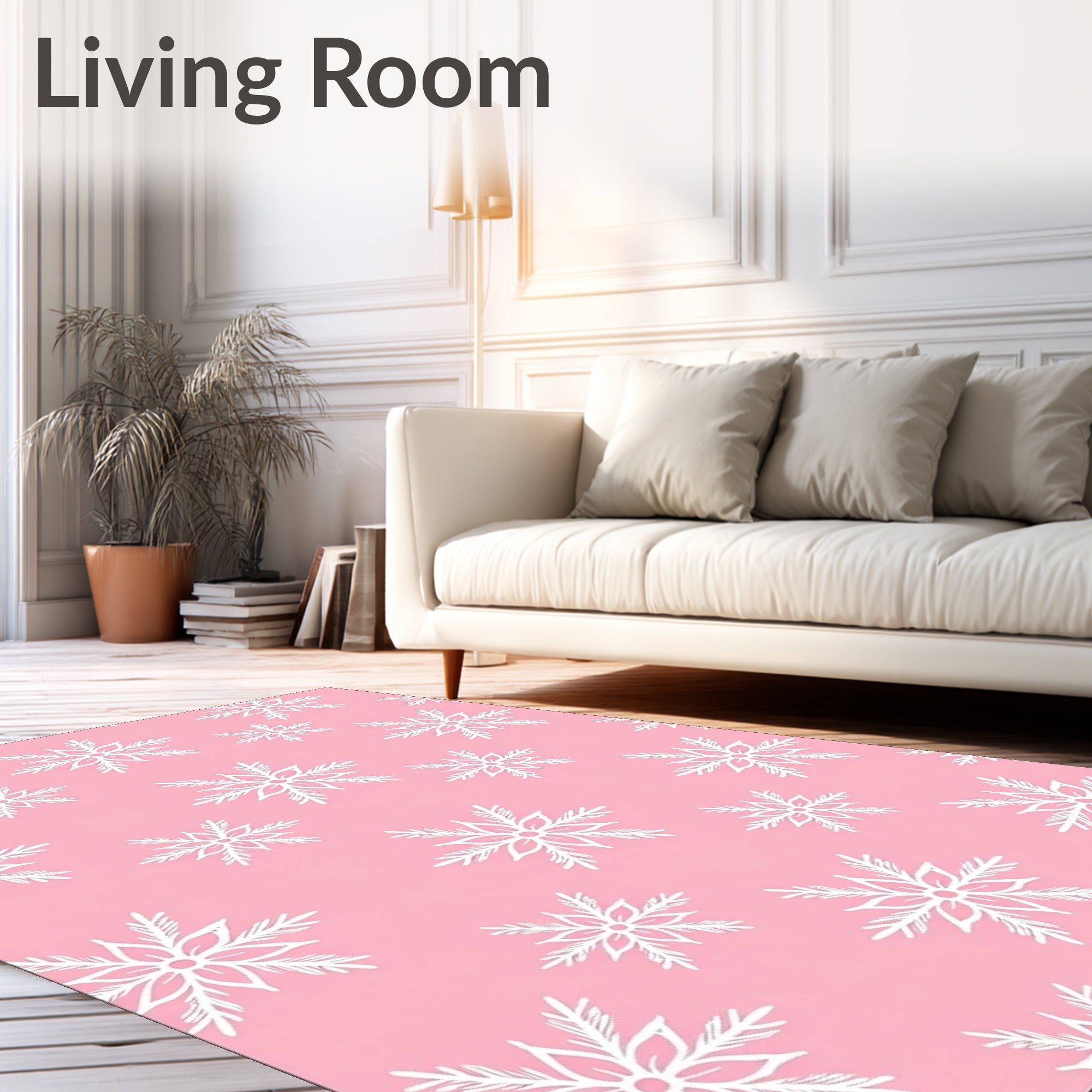 Soft Pink Snowflake Scatter Rug