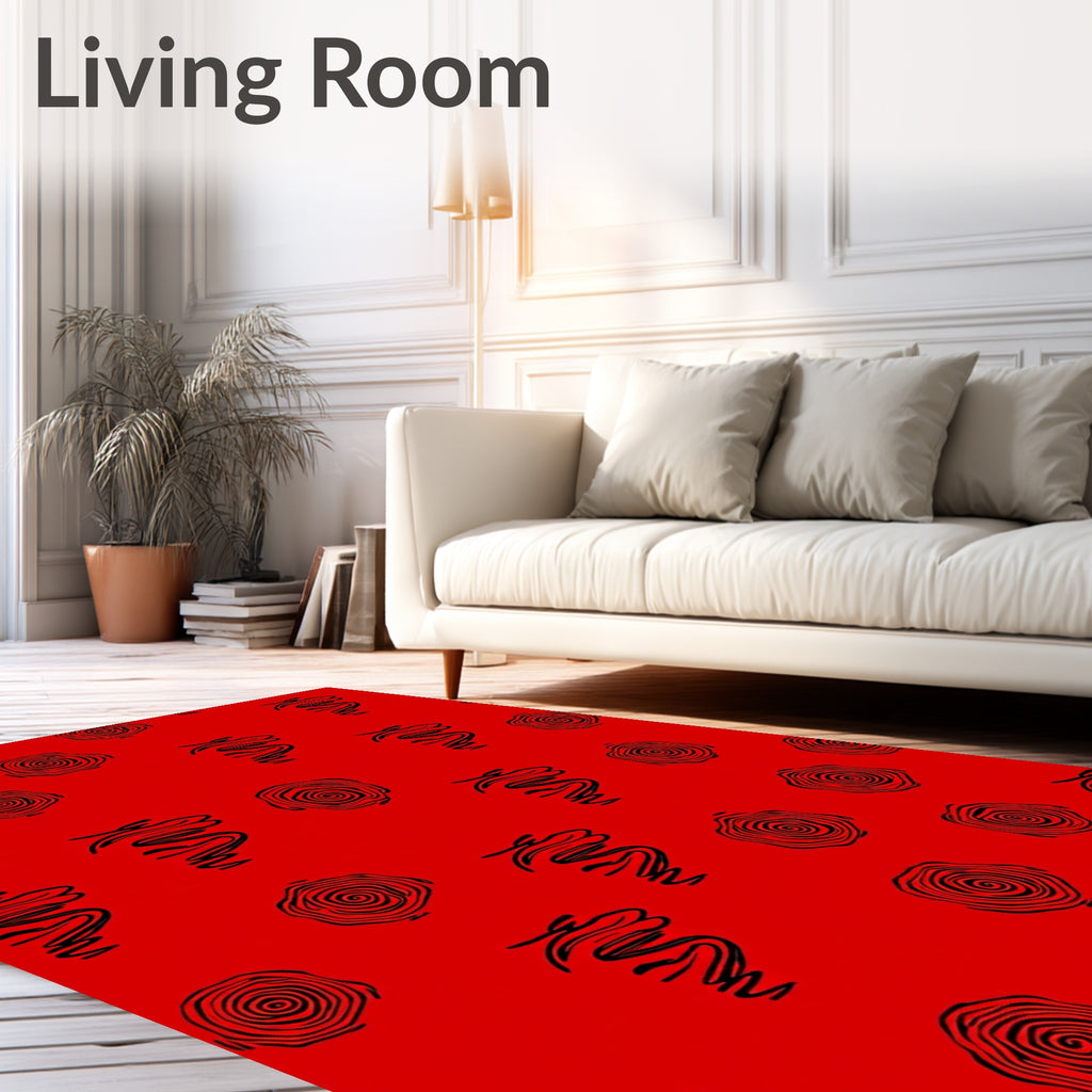 Crimson Red Swirl and Rose Rug