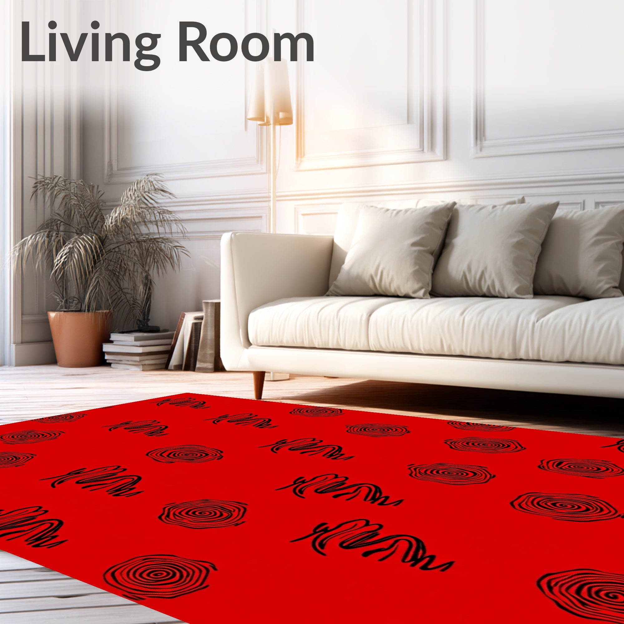 Crimson Red Swirl and Rose Rug