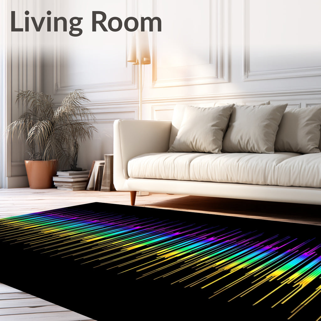 Vibrant Rainbow Horizontal Line Art Rug