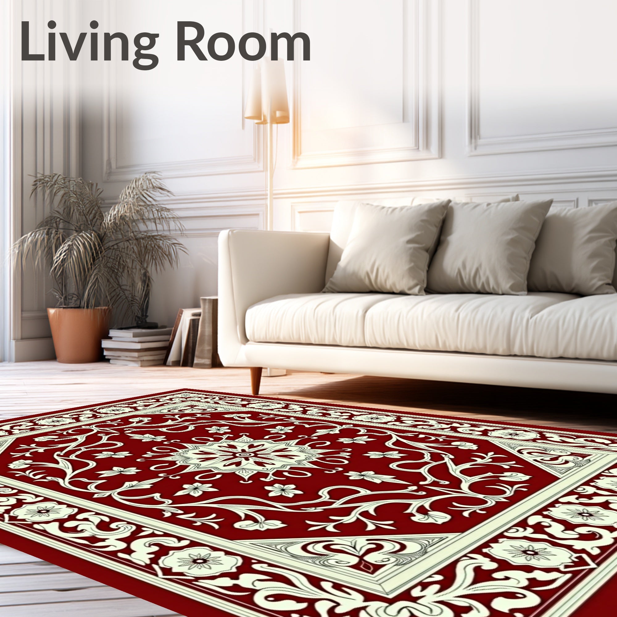Rich Red Floral Ornament Rug
