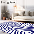 Deep Blue Organic Wavy Lines Rug