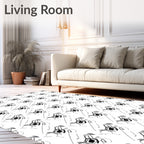 Abstract Black White Geometric Form Rug