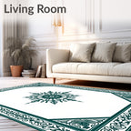 Deep Teal Ornamental Starburst Medallion Rug