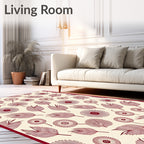 Crimson Feather and Flower Collage Rug