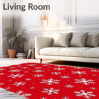 Classic Red Snowy Snowflake Scatter Rug