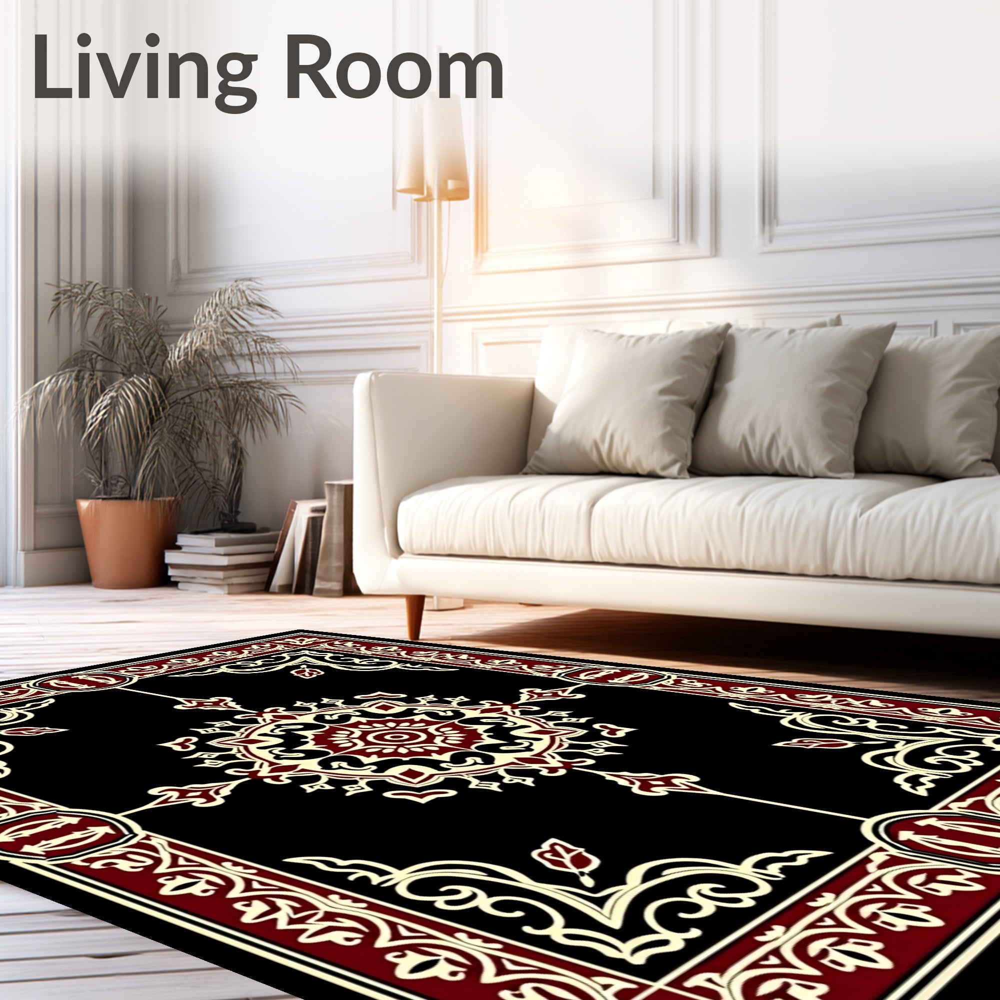 Crimson Ivory Ornate Floral Medallion Rug