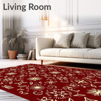 Deep Red Golden Floral Medallion Rug