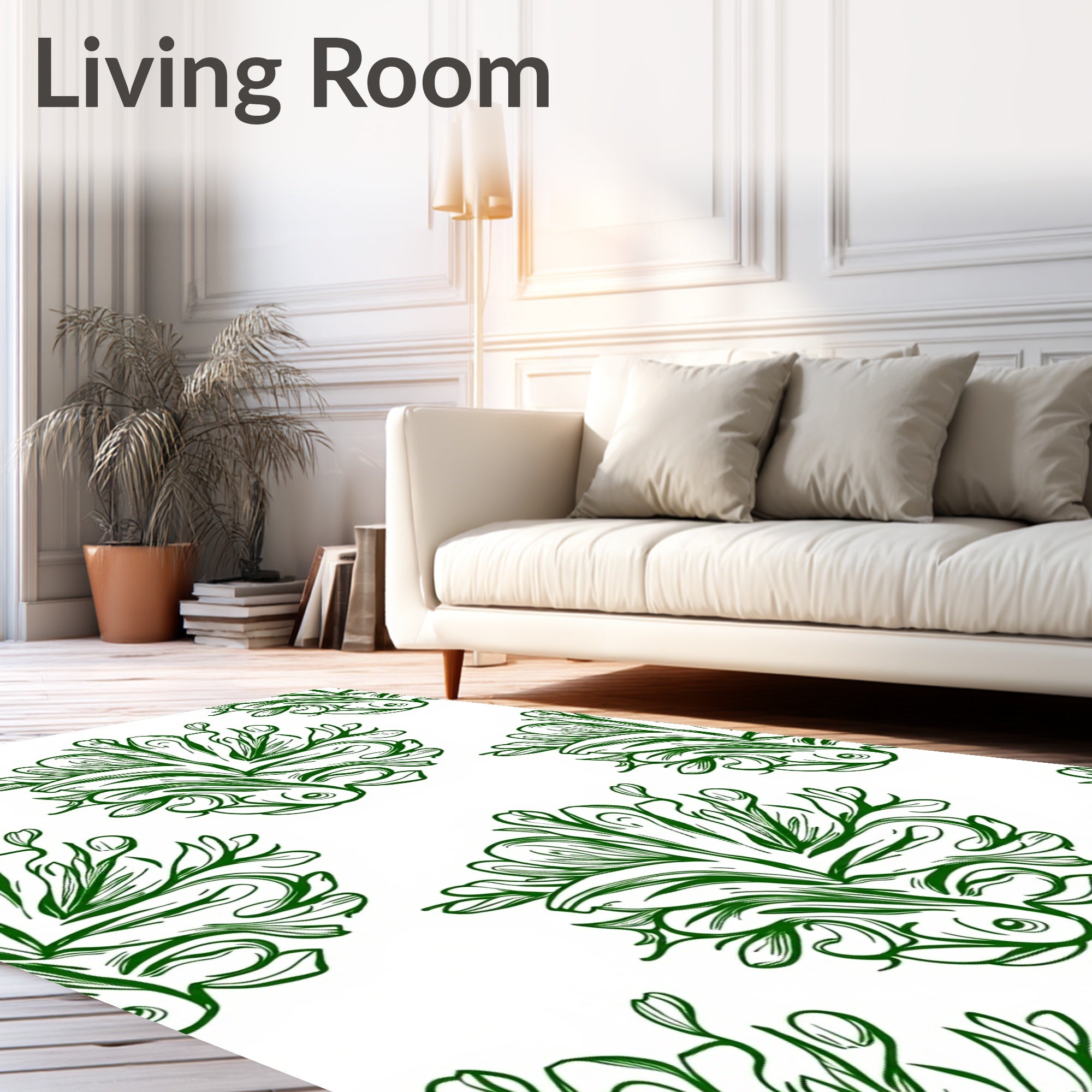 Green Watercolor Koi Fish Medallion Rug