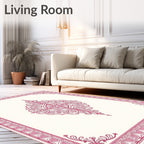 Ornate Magenta Filigree Medallion Frame Rug