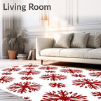 Crimson Snowflake Winter Arrangement Rug