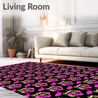 Pink Yellow 3D Diamond Geometric Rug