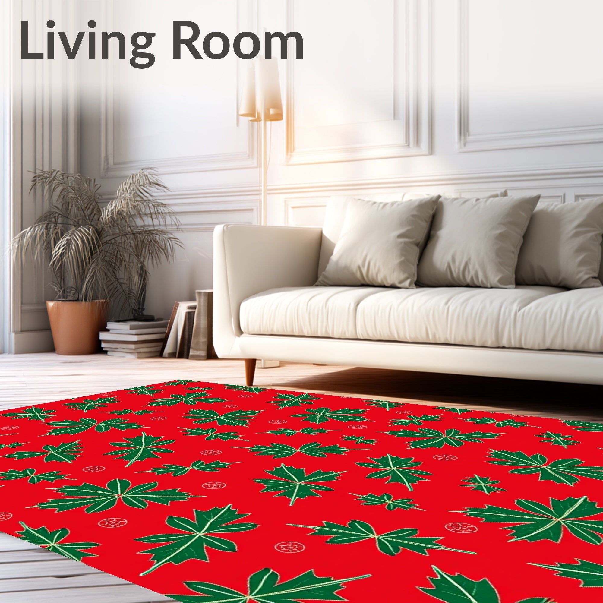 Crimson Green Maple Leaf Scatter Rug