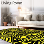Bold Yellow Abstract Maze Rug