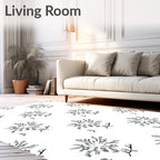 Gray Floral Branch Bird Art Rug