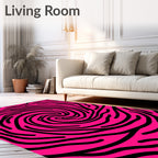Hot Pink Black Zebra Swirl Rug
