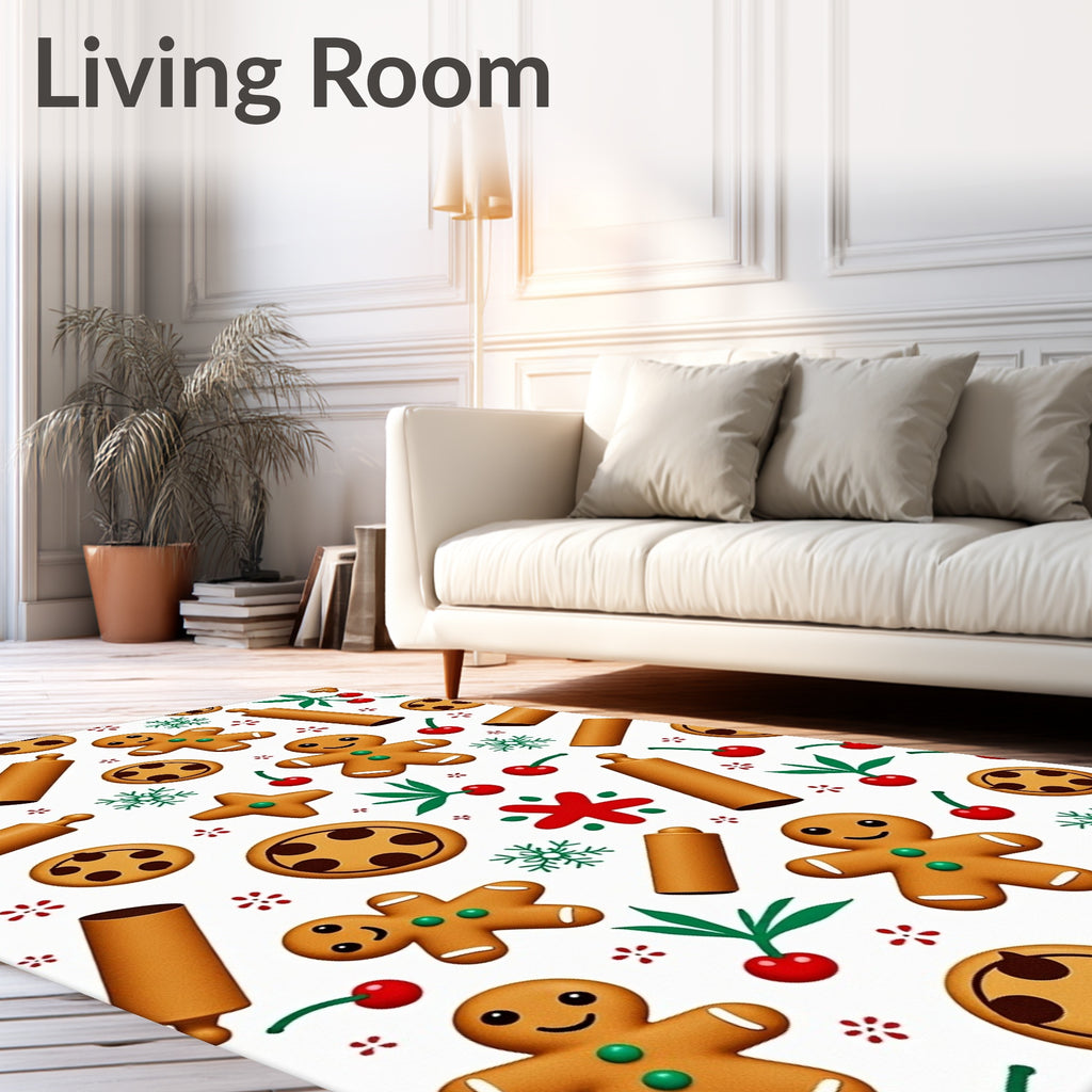 Gingerbread Cookie Rolling Pin Cherry Motif Rug