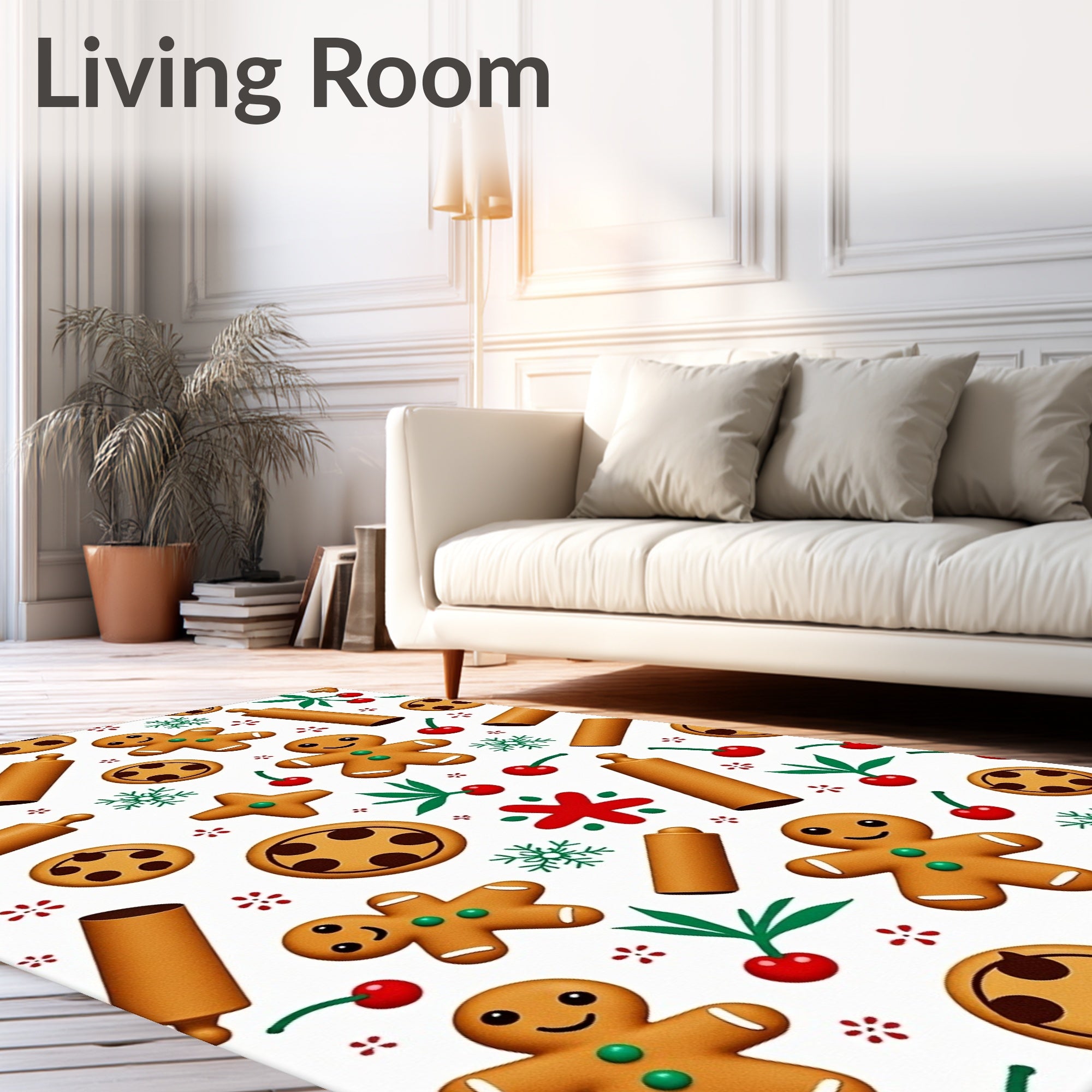 Gingerbread Cookie Rolling Pin Cherry Motif Rug