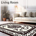 Dark Sepia Floral Sun Garden Rug