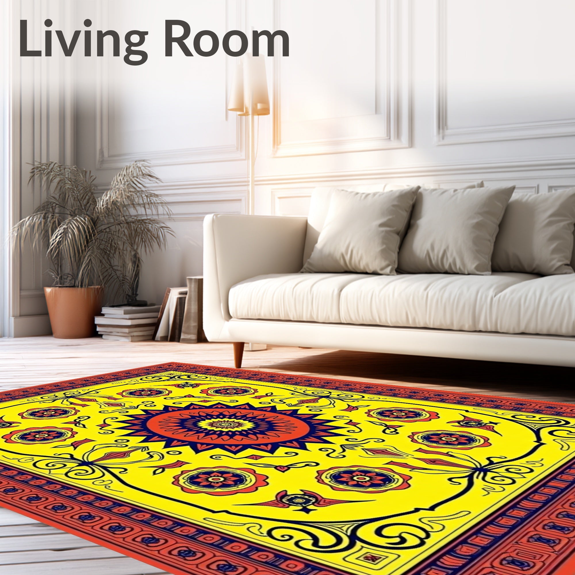 Vibrant Sunburst Floral Medallion Rug