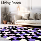 Irregular Pixelated Collage Black Lavender Rug