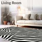 Abstract Wave Black White Animal Stripes Rug