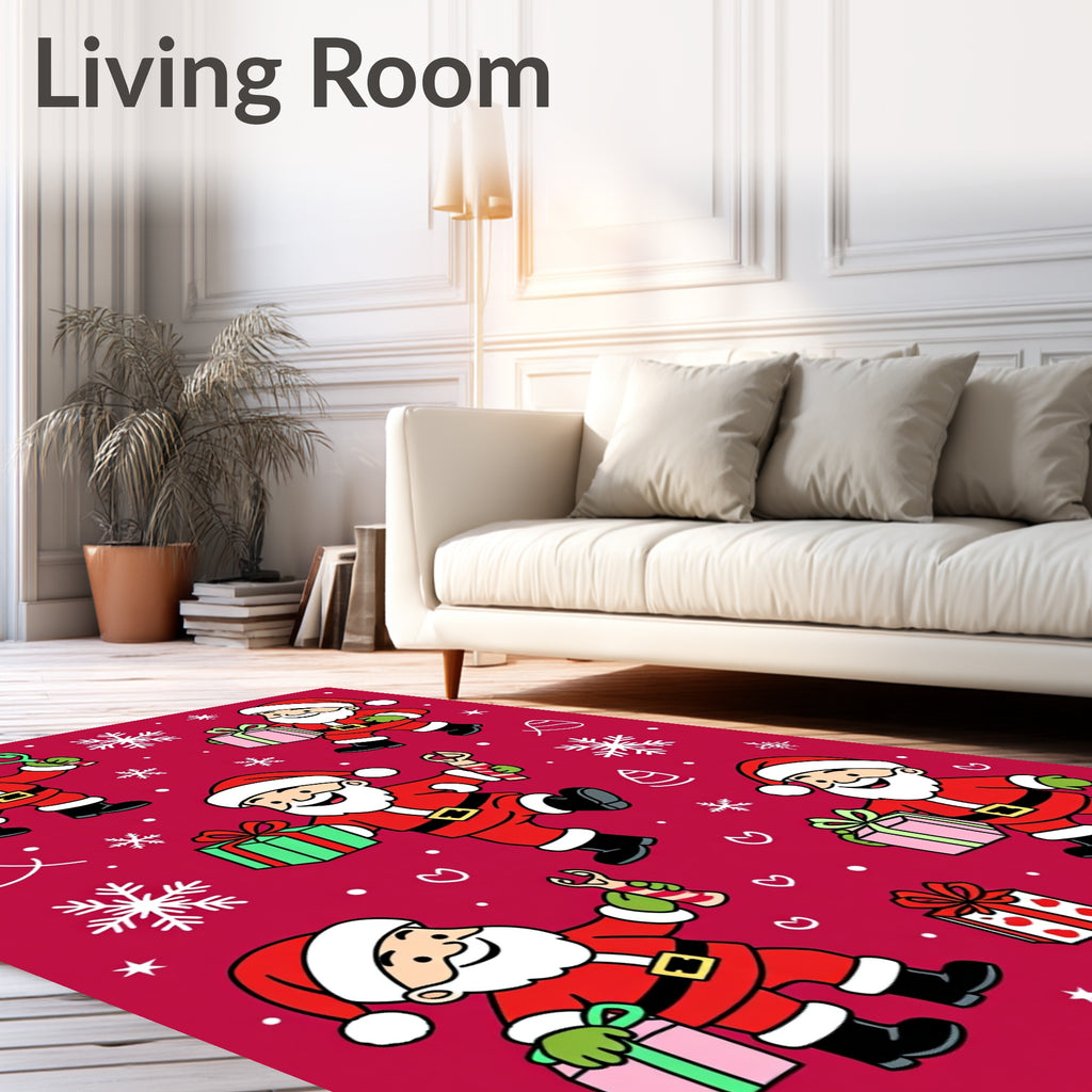 Jolly Santa Claus Holiday Christmas Presents Rug