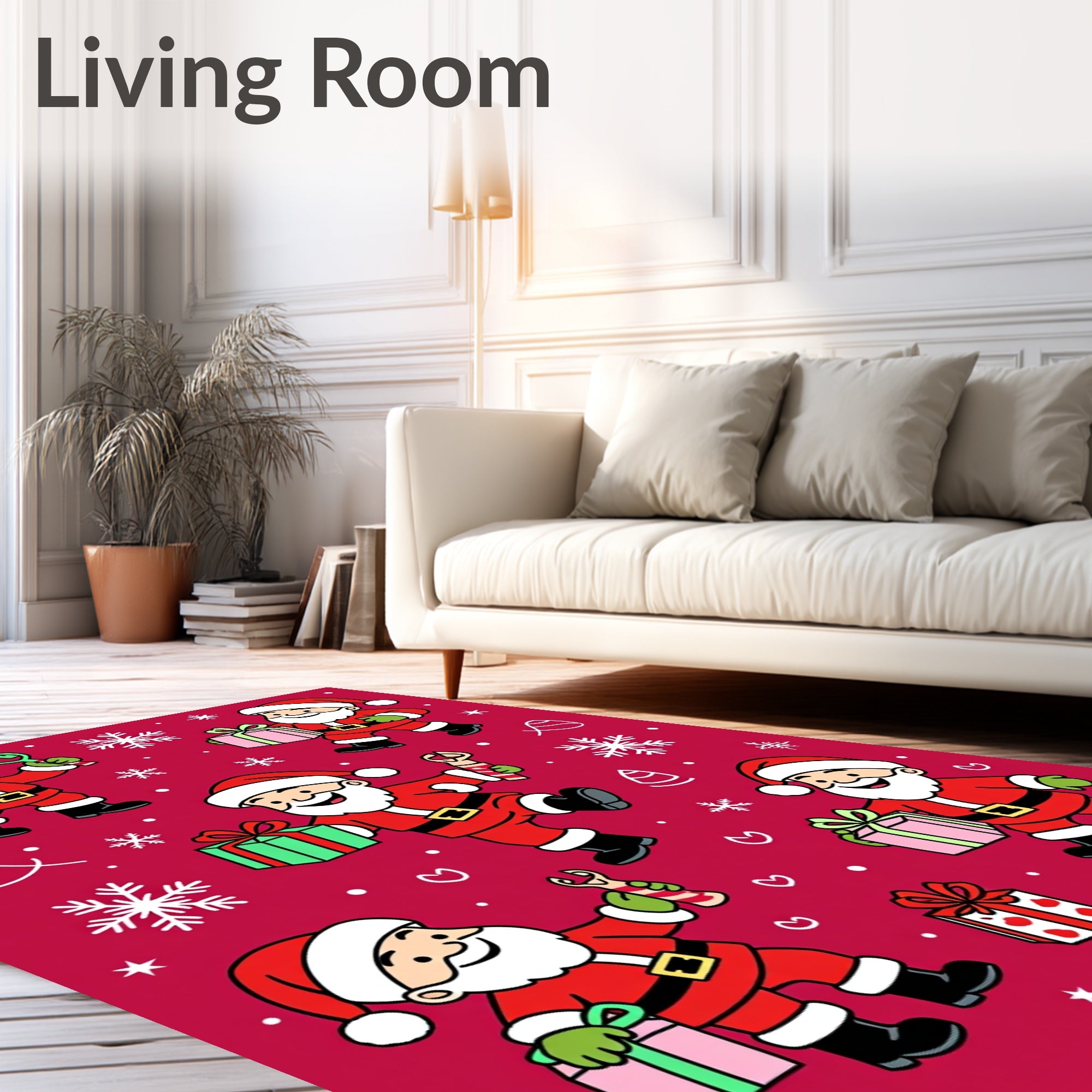 Jolly Santa Claus Holiday Christmas Presents Rug