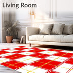 Classic Red White Plaid Checkered Rug