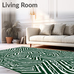 Emerald Green Abstract Maze Lines Rug