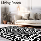 Bold Black And White Geometric Statement Rug